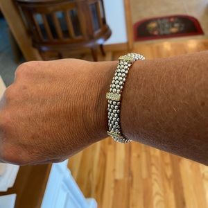 Lagos 18k triple bar diamond bracelet